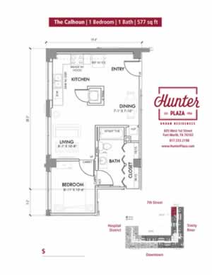 The Calhoun | 1 Bedroom | 1 Bath | 577 Sq. Ft.*