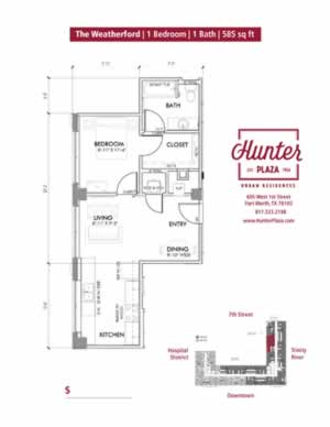 The Weatherford | 1 Bedroom | 1 Bath | 585 Sq. Ft.*