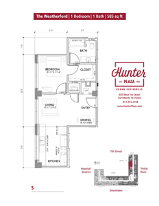 The Weatherford | 1 Bedroom | 1 Bath | 585 Sq. Ft.*